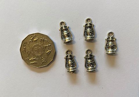 Silver Oil Lantern Charms 5 Pack