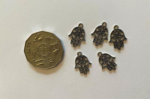 Silver Decorative Henna Hand Charms 5 Pack