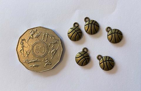 Bronze Basketball Charms 5 Pack