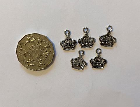 Silver Decorative Crown Charms 5 Pack