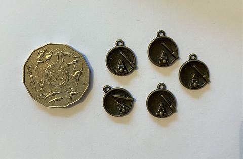 Bronze Plate with Cake Slice Charms 5 Pack