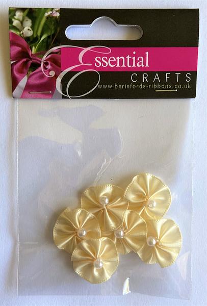 Simply Ribbons Rosette With Pearl 6 Pack Assorted Colours