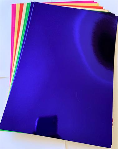 Rainbow Paper Mirror Foil Card A4 Pack in Assorted Colours 12 Sheets