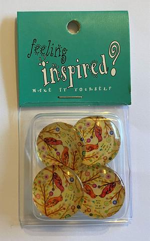Feeling Inspired Artistic Birds Round Glass Domes 5 Pack