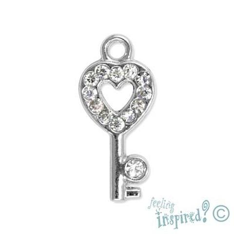 Feeling Inspired Diamante-set Heart Key Charms 4 Pack