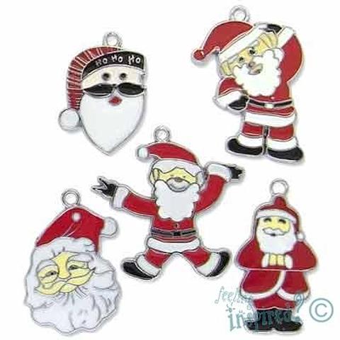Feeling Inspired Assorted Enamel Santa Claus Charms 5 Pack
