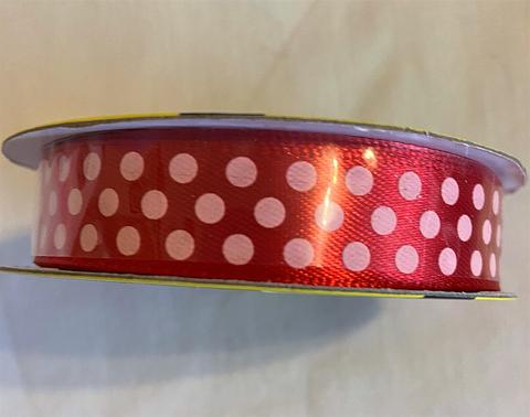 Value Craft Ribbon Red With Pink Spots 15 mm x 3 metres