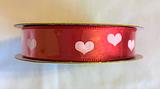 Value Craft Ribbon Red with White Hearts 15 mm x 3 metres
