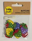Value Craft Wooden Colourful Strawberry Buttons 15 Piece Pack