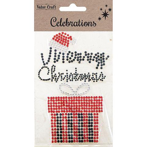 Value Craft Self-Adhesive Rhinestone Merry Christmas and Present