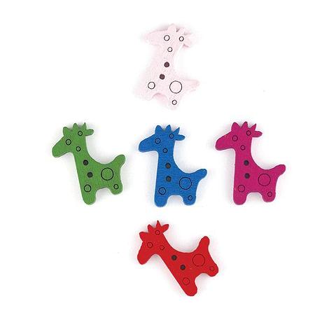 Value Craft Colourful Wooden Giraffe Buttons 25 Piece Pack