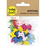 Value Craft Colourful Wooden Giraffe Buttons 25 Piece Pack