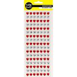 Value Craft Self-Adhesive Rhinestones Red and Silver Hearts Sheet