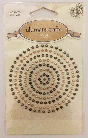 Ultimate Crafts Pearl Gems Cream and Brown 3mm