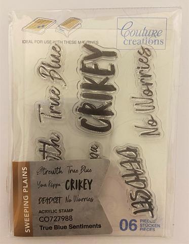 Couture Creations Sweeping Plains Blue Sentiments Acrylic Stamps