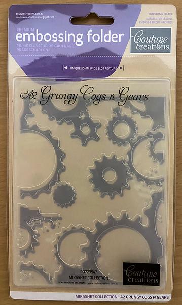 Couture Creations Grungy Cogs n Gears Embossing Folder A2