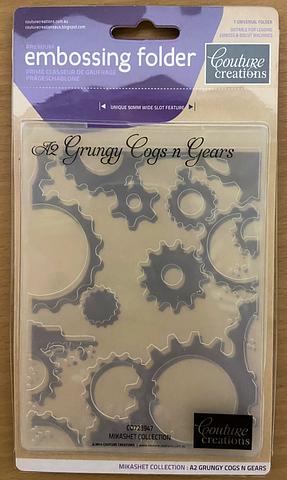 Couture Creations Grungy Cogs n Gears Embossing Folder A2