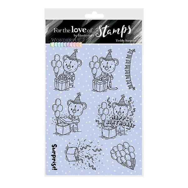 For The Love Of Stamps by Hunkydory Wonderful Waterfalls Teddy Surprise A6 Stamp Set