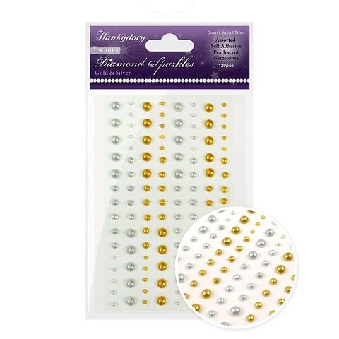 Hunkydory Diamond Sparkles Gold and Silver Self-Adhesive Pearlescent Gemstones