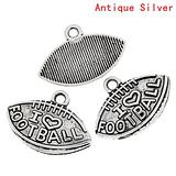 Silver I Love Football Charm