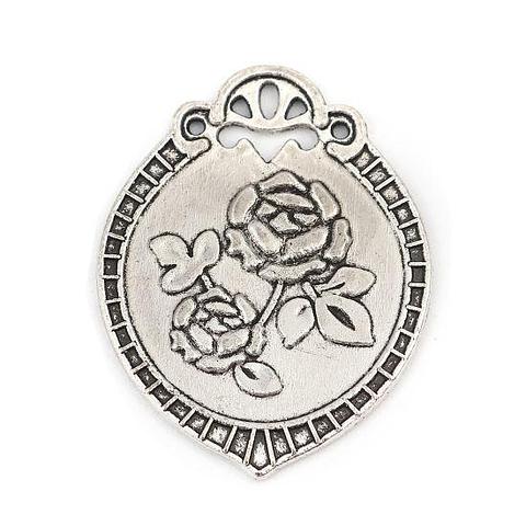 Silver Decorative Roses Charm