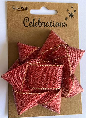 Value Craft Celebrations Red and Gold Ribbon Gift Bow