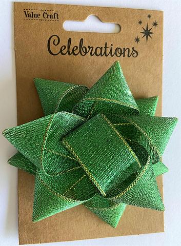 Value Craft Celebrations Green and Gold Ribbon Gift Bow