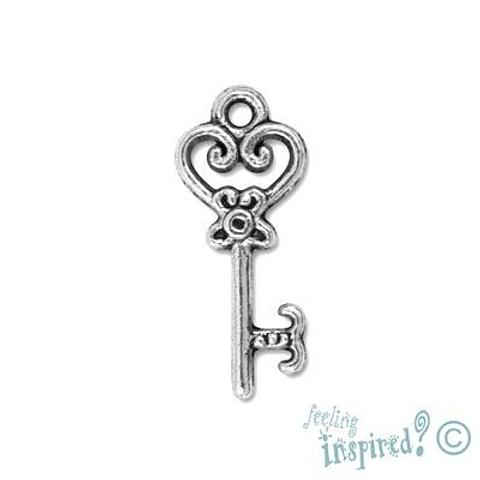 Feeling Inspired Silver Flourished Key Charms 5 Pack