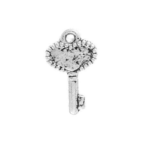 Feeling Inspired Silver Heart Key Charms 5 Pack