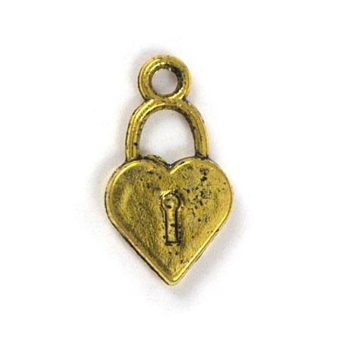 Feeling Inspired Gold Heart Lock Charms 5 Pack