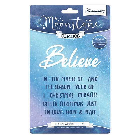 Hunkydory Moonstone Combos Festive Words Believe 12 Piece Stamp and Die Set
