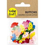 Value Craft Colourful Wooden Car Buttons 30 Piece Pack