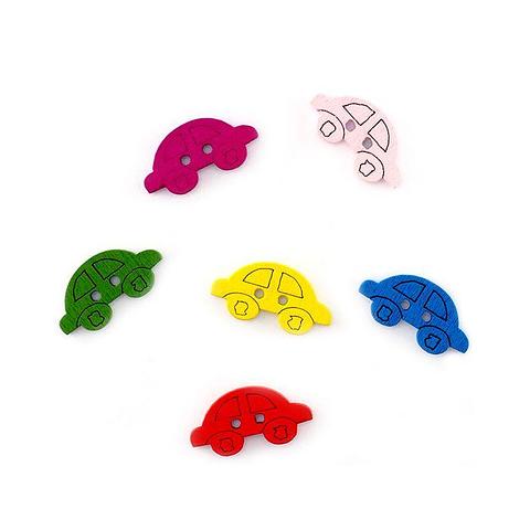 Value Craft Colourful Wooden Car Buttons 30 Piece Pack