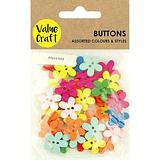 Value Craft Colourful Wooden Flower Buttons 40 Piece Pack