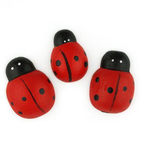 Value Craft Wooden Flat Back Red Ladybugs 15 Piece Assorted Sizes Pack