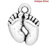 Silver Bare Feet Charms 5 Pack