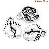 Silver Bare Feet Charms 5 Pack