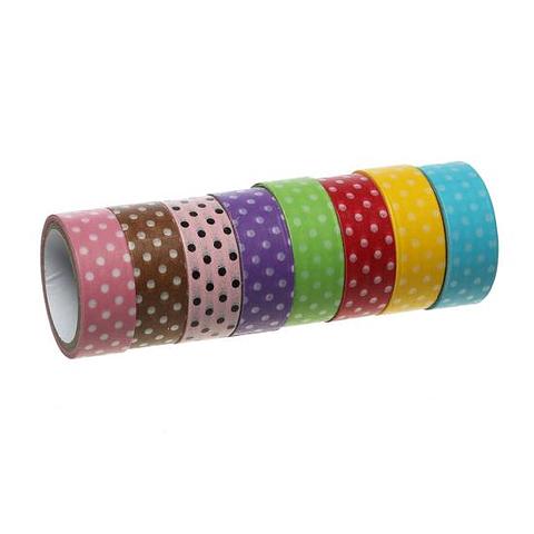 Paper Washi Tape Dot Pattern 15mm Assorted Colours