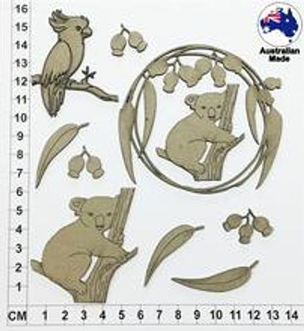 Scrapmatts Australiana Koala Eco Chipboard 10pc set