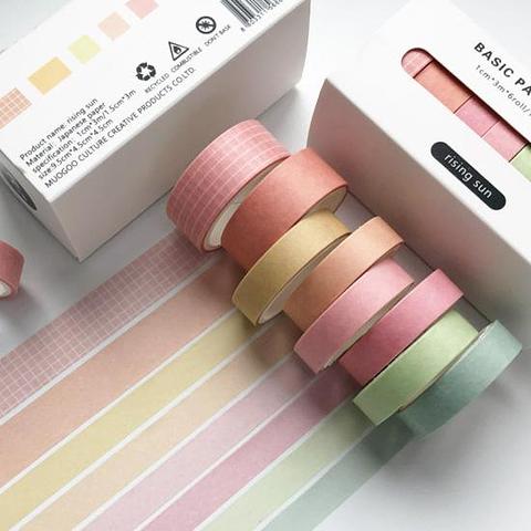 Paper Washi Tape Retro Pastels 1.5cm and 1cm Assorted
