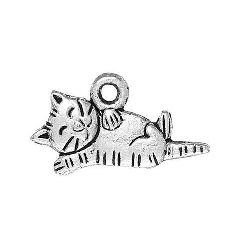 Silver Relaxing Cat Charms 5 Pack