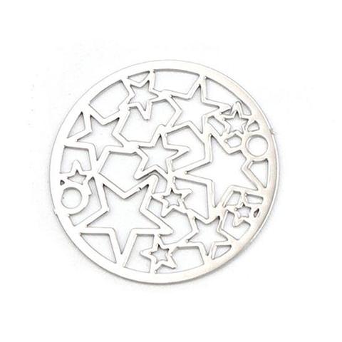 Silver Copper Filigree Circle Stars Stamping Connector Charm