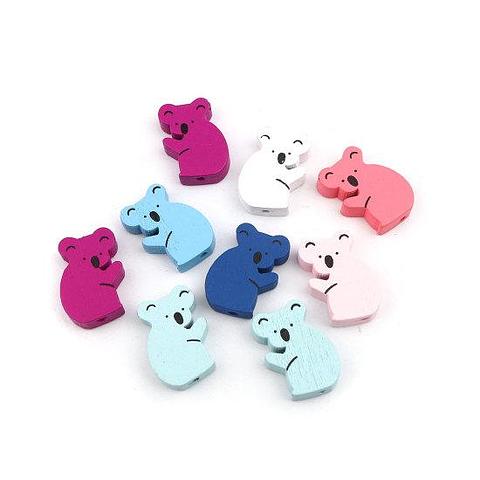 Wooden Colourful Koala Beads Assorted Colours
