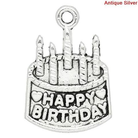 Silver Birthday Cake Charm