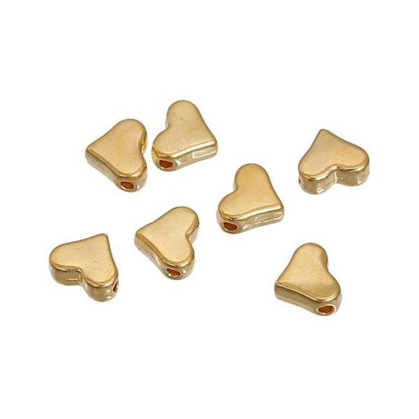 Gold Heart Beads 10 Pack