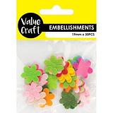 Value Craft Colourful Felt Flowers 30 Pack