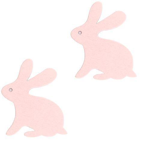 Value Craft Easter Pink Wooden Rabbits 6 Pack