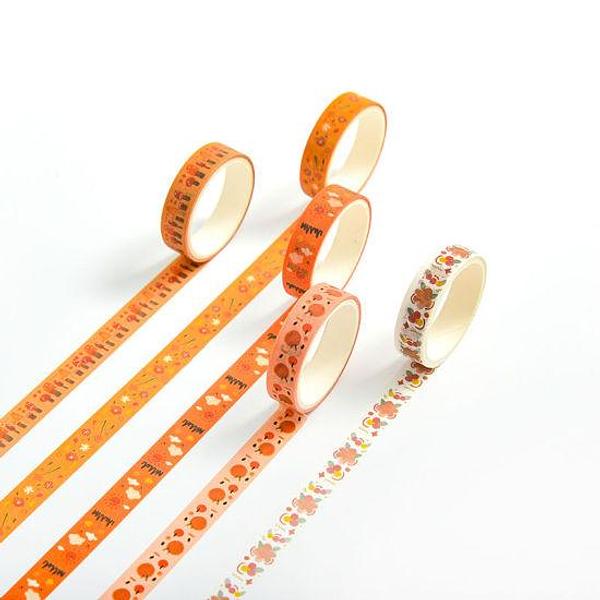 Paper Washi Tape Orange Themed 1cm Assorted