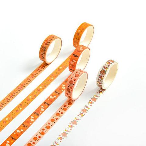 Paper Washi Tape Orange Themed 1cm Assorted